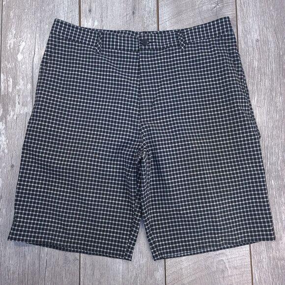 Adidas Mens Golf Shorts Size 36 Black Check Performance Flat Front Bermuda Chino - Picture 1 of 11